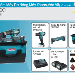 Bộ sản phẩm Máy đa năng, Máy khoan, Vặn vít dùng pin Makita CLX225SX1 Bộ sản phẩm Máy đa năng, Máy khoan, Vặn vít dùng pin Makita CLX225SX1