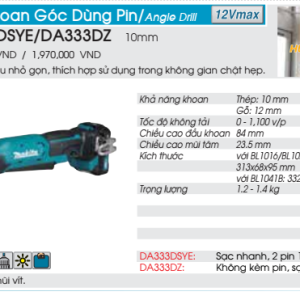 Máy khoan góc dùng pin Makita DA333D Máy khoan góc dùng pin Makita DA333D