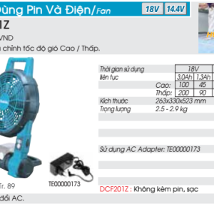 Quạt dùng pin Makita Model DCF201Z (không kèm pin sạc) Quạt dùng pin Makita Model DCF201Z (không kèm pin sạc)