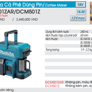 Máy pha cà phê dùng pin Makita DCM501Z (không kèm pin sạc) Máy pha cà phê dùng pin Makita DCM501Z (không kèm pin sạc)