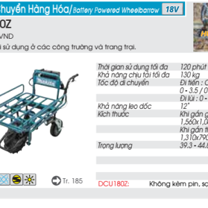 Xe vận chuyển hàng hóa Makita DCU180Z (không kèm pin sạc) Xe vận chuyển hàng hóa Makita DCU180Z (không kèm pin sạc)
