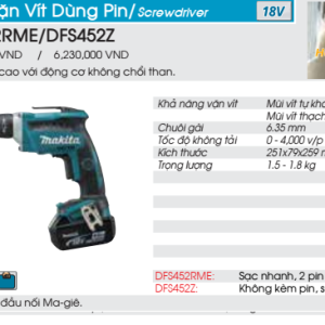 Máy vặn vít dùng pin Makita DFS452Z (không kèm pin sạc) Máy vặn vít dùng pin Makita DFS452Z (không kèm pin sạc)