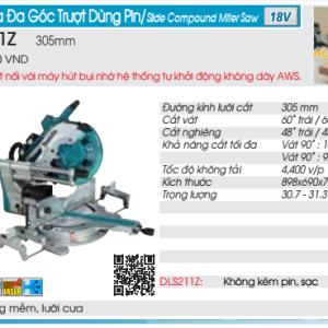 Máy cưa đa góc dùng pin Makita DLS211Z (Không kèm pin, sạc) Máy cưa đa góc dùng pin Makita DLS211Z (Không kèm pin, sạc)