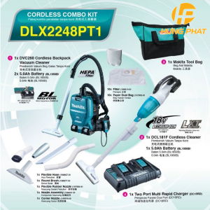 Bộ sản phẩm máy hút bụi Makita DLX2248PT1 Bộ sản phẩm máy hút bụi Makita DLX2248PT1
