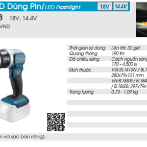 Đèn LED dùng pin DML808 (Không kèm pin, sạc) Đèn LED dùng pin DML808 (Không kèm pin, sạc)