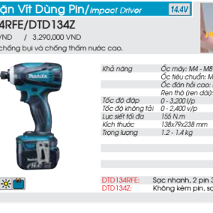 Máy bắt vít dùng pin Makita DTD134Z (không kèm pin sạc) Máy bắt vít dùng pin Makita DTD134Z (không kèm pin sạc)