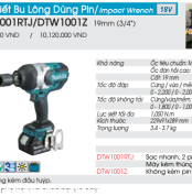 Máy siết bu lông dùng pin Makita DTW1001Z (không kèm pin sạc) Máy siết bu lông dùng pin Makita DTW1001Z (không kèm pin sạc)