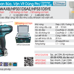 Máy khoan búa, vặn vít dùng pin Makita HP331DZ (Không kèm pin, sạc) Máy khoan búa, vặn vít dùng pin Makita HP331DZ (Không kèm pin, sạc)