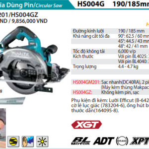 Máy Cưa Đĩa Dùng Pin Makita HS004GM201 (190mm) (Sạc nhanh(DC40RA), 2 pin 4.0Ah(BL4040)) Máy Cưa Đĩa Dùng Pin Makita HS004GM201 (190mm) (Sạc nhanh(DC40RA), 2 pin 4.0Ah(BL4040))