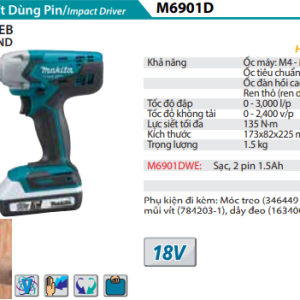 Máy vặn vít dùng pin Makita M6901DWEB (18V) Máy vặn vít dùng pin Makita M6901DWEB (18V)