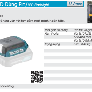 Đèn LED dùng pin Makita ML103 (Không kèm pin, sạc) Đèn LED dùng pin Makita ML103 (Không kèm pin, sạc)