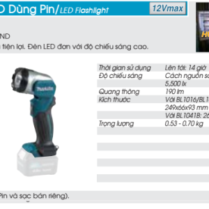 Đèn LED dùng pin Makita ML105 (Không kèm pin, sạc) Đèn LED dùng pin Makita ML105 (Không kèm pin, sạc)