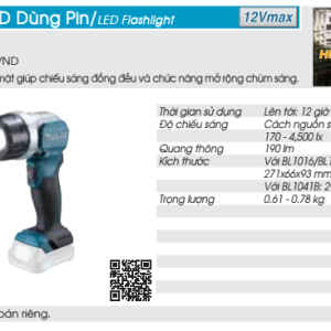 Đèn LED dùng pin Makita ML106 (Không kèm pin, sạc) Đèn LED dùng pin Makita ML106 (Không kèm pin, sạc)