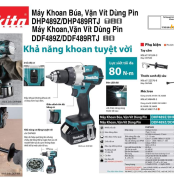 Máy khoan búa, vặn vít dùng pin Makita DHP489RTJ (BL)(18V) (2 pin 5.0Ah(BL1850B), sạc nhanh(DC18RC)) Máy khoan búa, vặn vít dùng pin Makita DHP489RTJ (BL)(18V) (2 pin 5.0Ah(BL1850B), sạc nhanh(DC18RC))