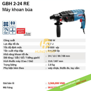 Máy khoan bê tông Bosch GBH 2-24 RE Máy khoan bê tông Bosch GBH 2-24 RE