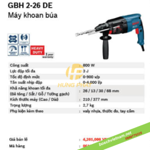Máy khoan bê tông Bosch GBH 2-26 DE Máy khoan bê tông Bosch GBH 2-26 DE