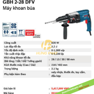 Máy khoan bê tông Bosch GBH 2-28 DFV Máy khoan bê tông Bosch GBH 2-28 DFV
