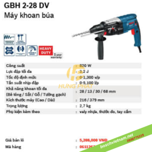Máy khoan bê tông Bosch GBH 2-28 DV Máy khoan bê tông Bosch GBH 2-28 DV