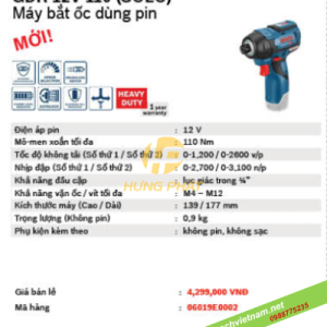 Máy vặn vít dùng pin Bosch GDR 12V-110 ( SOLO ) Máy vặn vít dùng pin Bosch GDR 12V-110 ( SOLO )