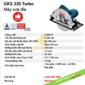 Máy cưa đĩa cầm tay Bosch GKS 235 turbo (kèm phụ kiện) Máy cưa đĩa cầm tay Bosch GKS 235 turbo (kèm phụ kiện)
