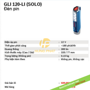 Đèn PIN Bosch GLI 120-LI Đèn PIN Bosch GLI 120-LI