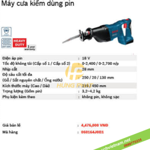 Máy cưa kiếm dùng pin Bosch GSA 18V LI (SOLO) Máy cưa kiếm dùng pin Bosch GSA 18V LI (SOLO)