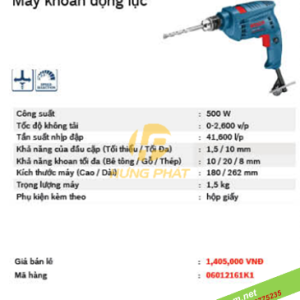 Máy khoan động lực Bosch GSB 10 RE  (valy nhựa, bộ mũi khoan + đầu vít) Máy khoan động lực Bosch GSB 10 RE  (valy nhựa, bộ mũi khoan + đầu vít)