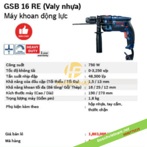 Máy khoan động lực Bosch GSB 16 RE Máy khoan động lực Bosch GSB 16 RE