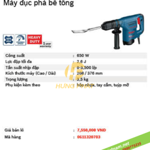 Máy đục bê tông Bosch GSH 3E Máy đục bê tông Bosch GSH 3E