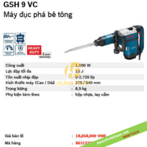 Máy đục bê tông Bosch GSH 9VC Máy đục bê tông Bosch GSH 9VC