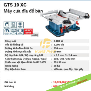 Máy cưa bàn Bosch GTS 10 XC Máy cưa bàn Bosch GTS 10 XC