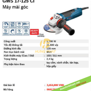 Máy mài cầm tay Bosch GWS 17-125 CI Máy mài cầm tay Bosch GWS 17-125 CI