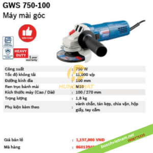 Máy mài cầm tay Bosch GWS 750-100 Máy mài cầm tay Bosch GWS 750-100