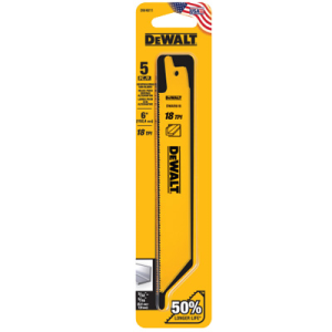 Lưỡi cưa kiếm cắt kim loại 6" - 18TPI (hộp 5 lưỡi) Dewalt DW4811 Lưỡi cưa kiếm cắt kim loại 6" - 18TPI (hộp 5 lưỡi) Dewalt DW4811