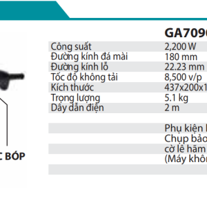 Máy Mài Góc Makita GA7090 (180MM/2200W/CÔNG TẮC BÓP) Máy Mài Góc Makita GA7090 (180MM/2200W/CÔNG TẮC BÓP)