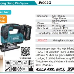 Máy Cưa Lọng Dùng Pin 40V Max Makita JV002GZ Máy Cưa Lọng Dùng Pin 40V Max Makita JV002GZ