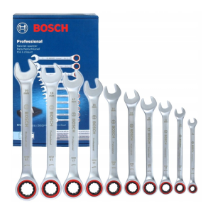 Bộ cờ lê 10 món thép trắng Bosch 1600A02AU0 Bộ cờ lê 10 món thép trắng Bosch 1600A02AU0